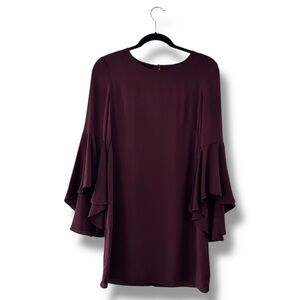 Milly Eggplant Purple Sillk Stretch Flutter Sleeve Mini Dress Made in USA Size 2